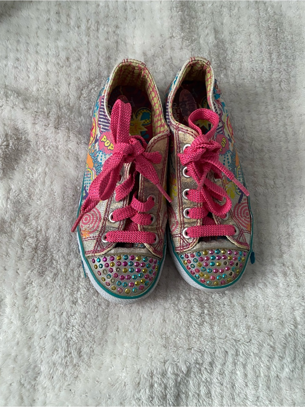 Skechers Girls Twinkle Toes Sparkle Purple Blue Pink Light-Up Sneakers Size 1